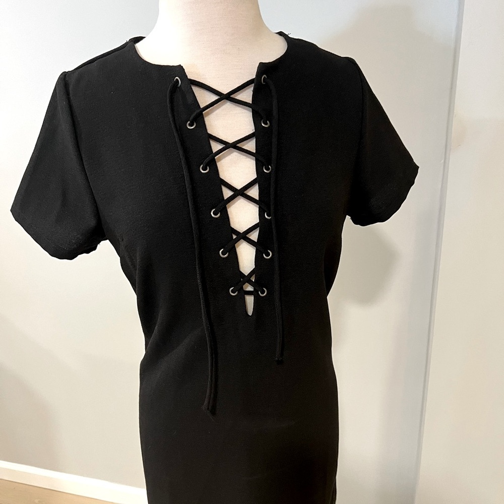 Lace Up Shift Dress